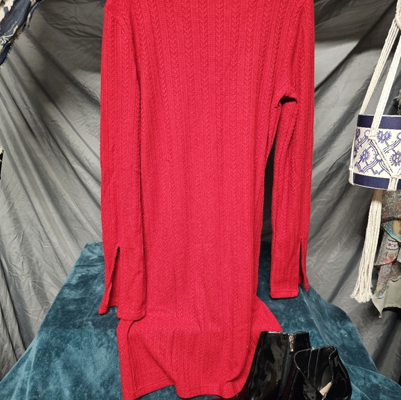 🆕 NSR Red Bodycon Sweater Dress sz M - Picture 6 of 7